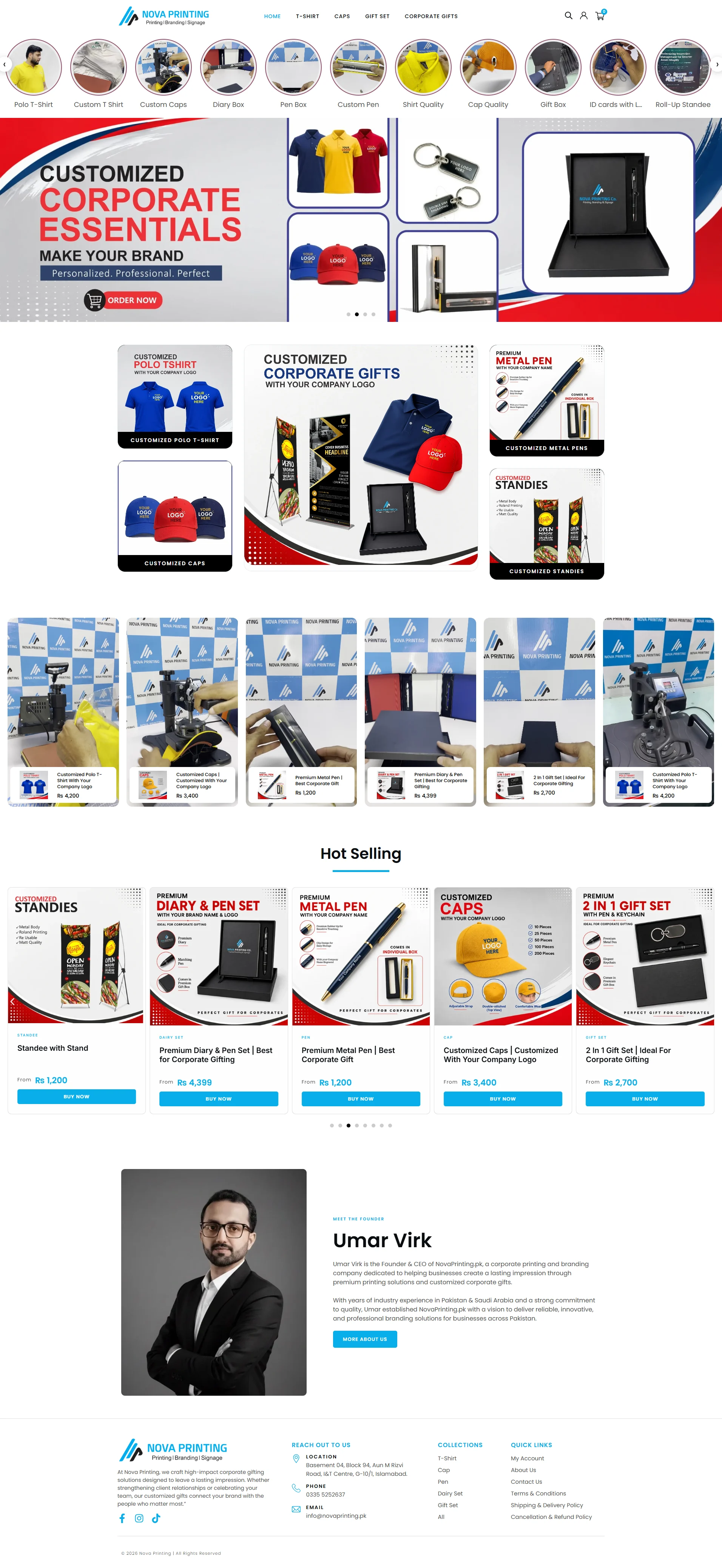 Nova Printing website on desktop