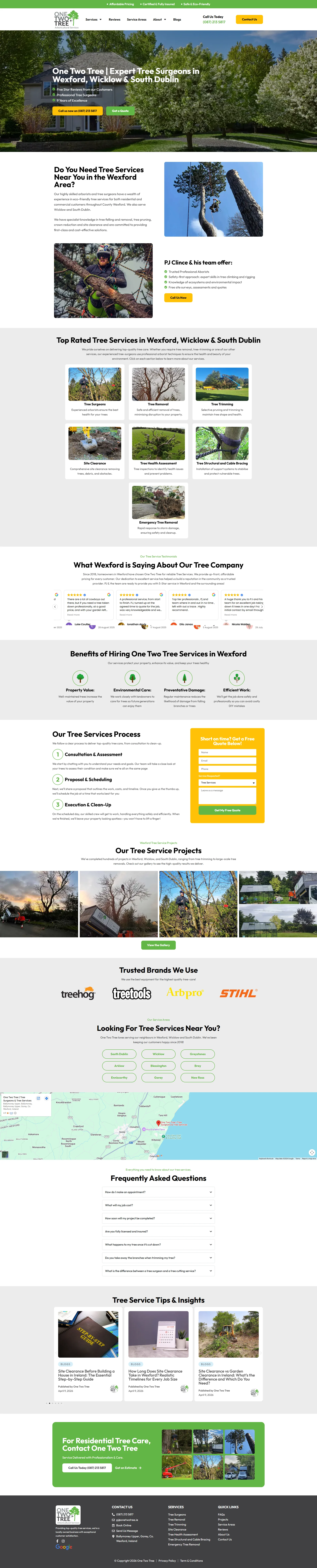 One Two Tree website on desktop