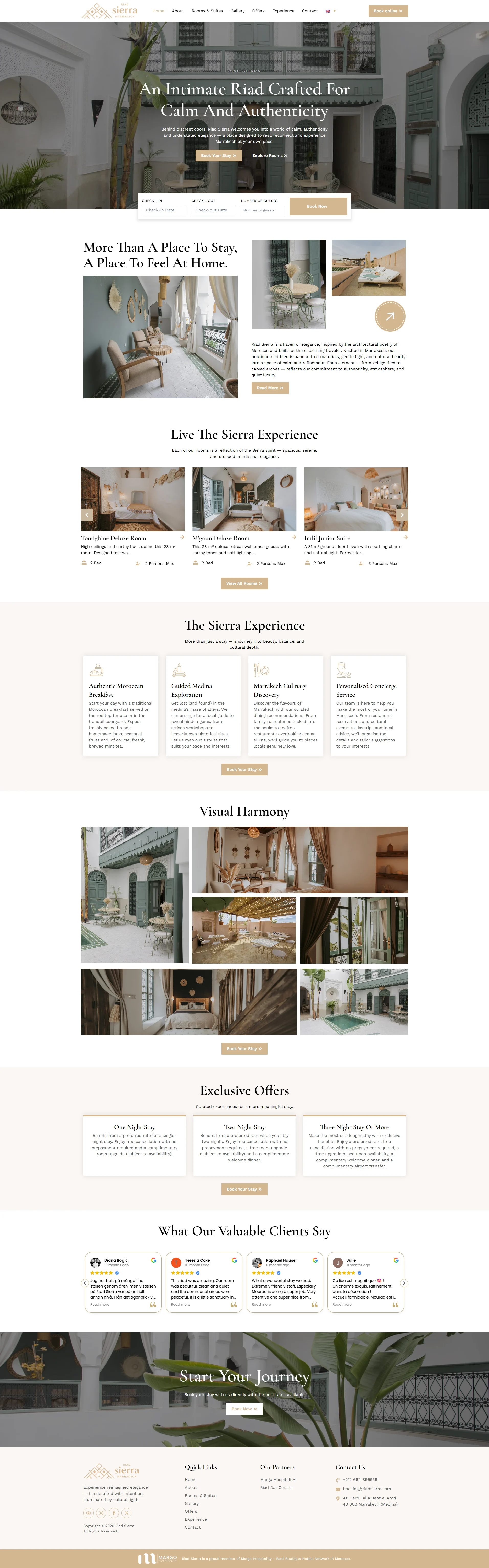 Riad Sierra website on desktop
