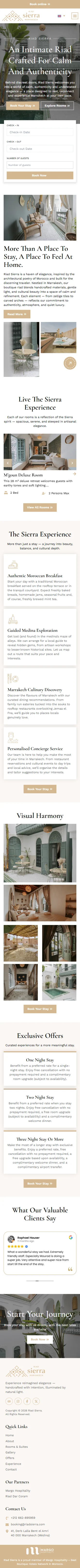 Riad Sierra website on mobile