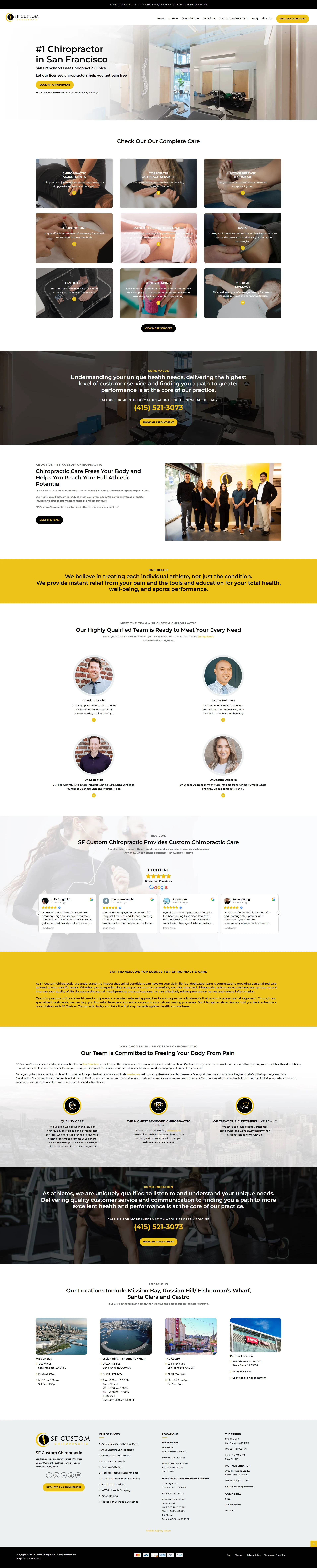 SF Custom Chiro website on desktop