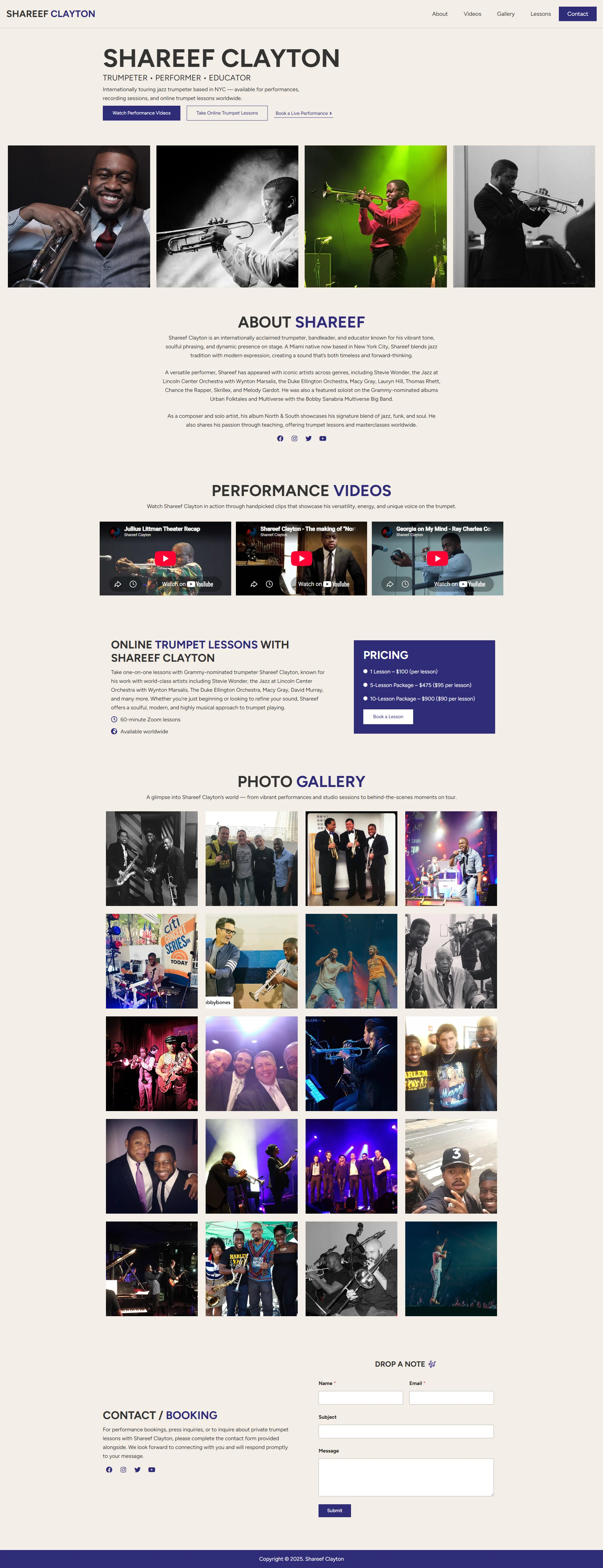 Shareef Clayton website on desktop
