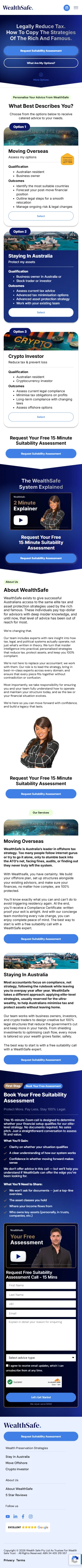 WealthSafe website on mobile