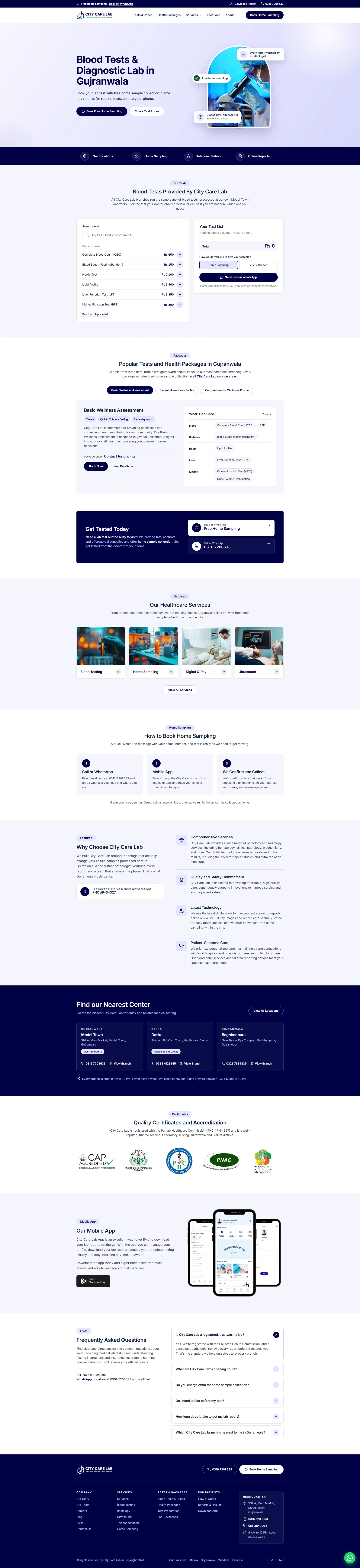 City Care Lab website on desktop