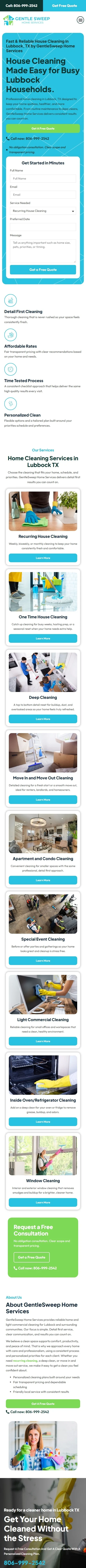 GentleSweep website on mobile