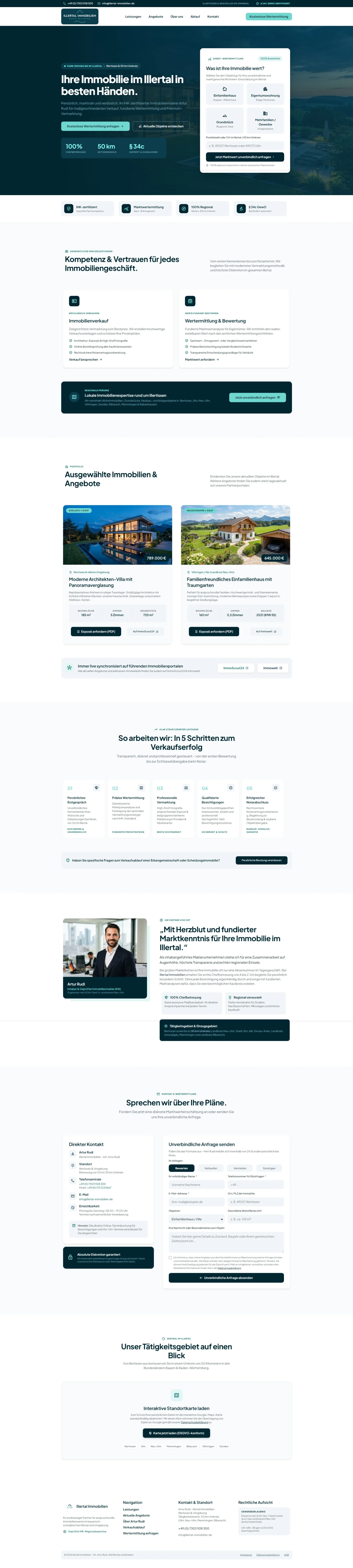 Illertal Immobilien website on desktop